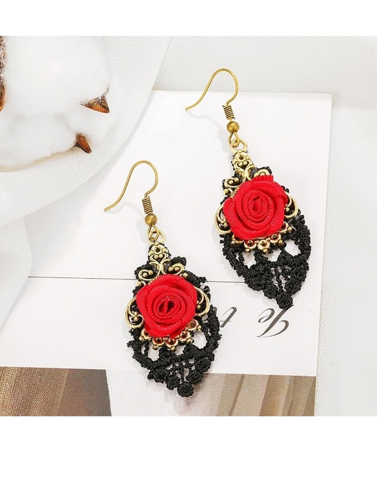 Red Rose Lace Fan and Jewelry Set - Women Accessories main image 7